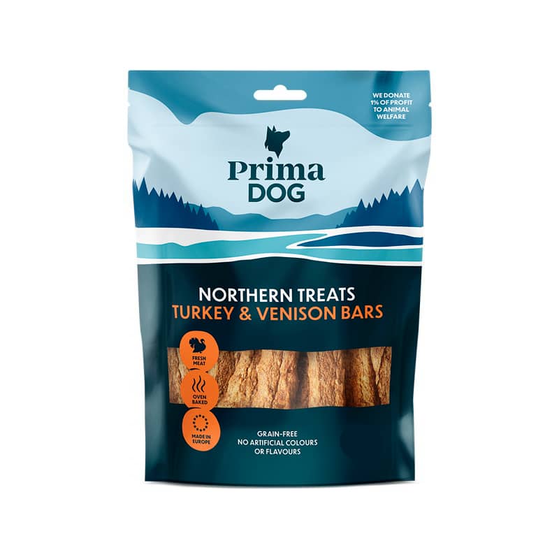 PRIMADOG BARS TURKEY & VENISON suņu gardums 400g